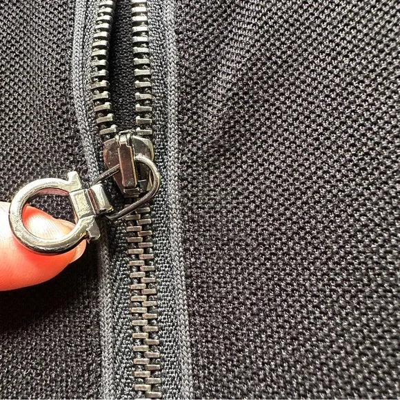 Salvatore Ferragamo Black Cotton Pique Logo Polo Shirt with Logo 3/4 Zipper XXL - Picture 12 of 13